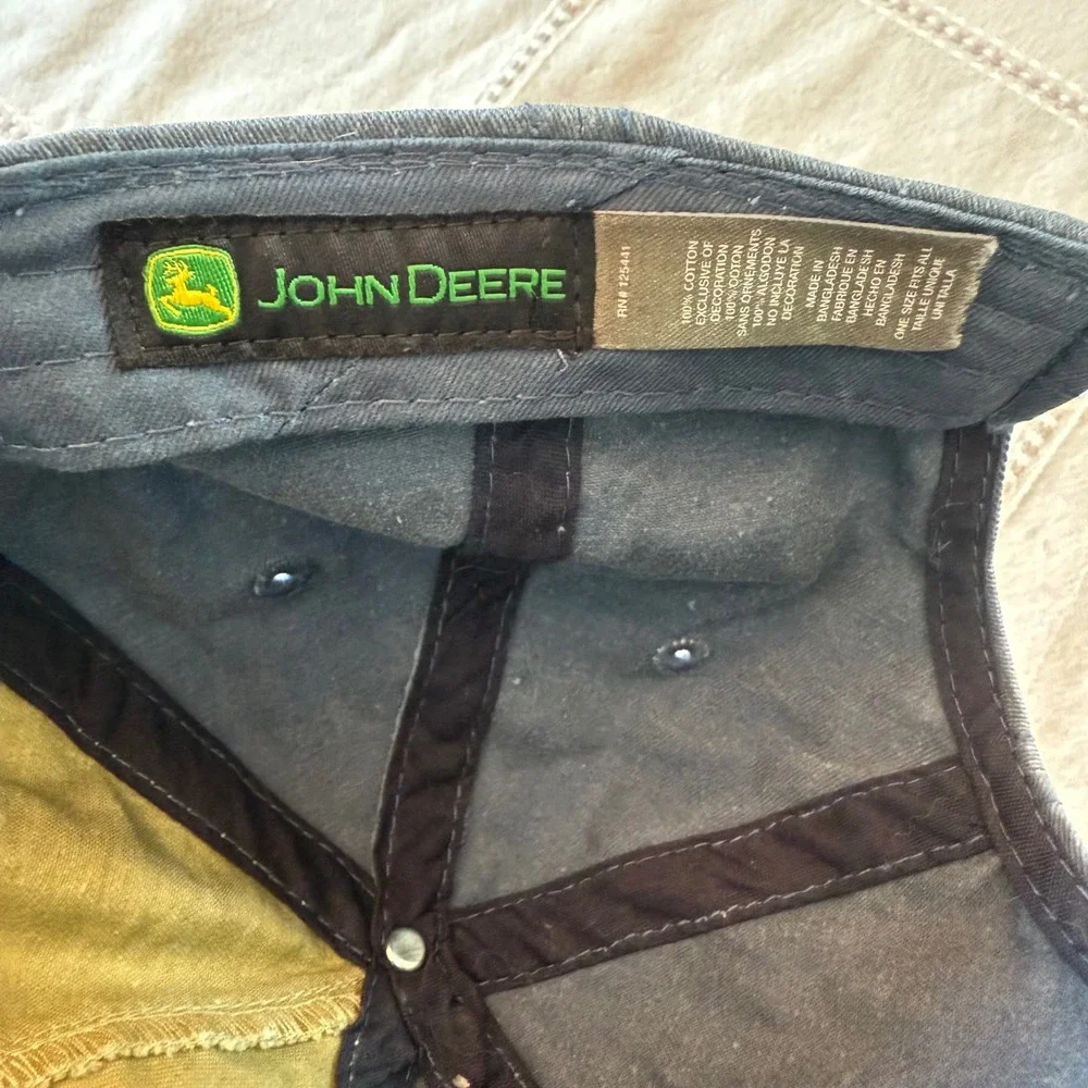 John Deere Baseball Cap Tan Green Embroidered Logo Adjustable Strap‎ One Size